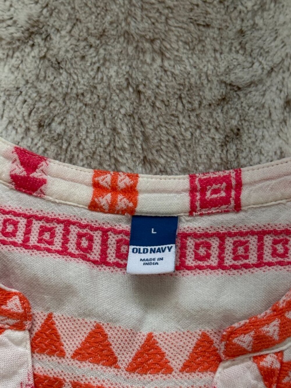 Pink orange embroidered peasant top large tropical beach feminine barbiecore - Picture 9 of 10